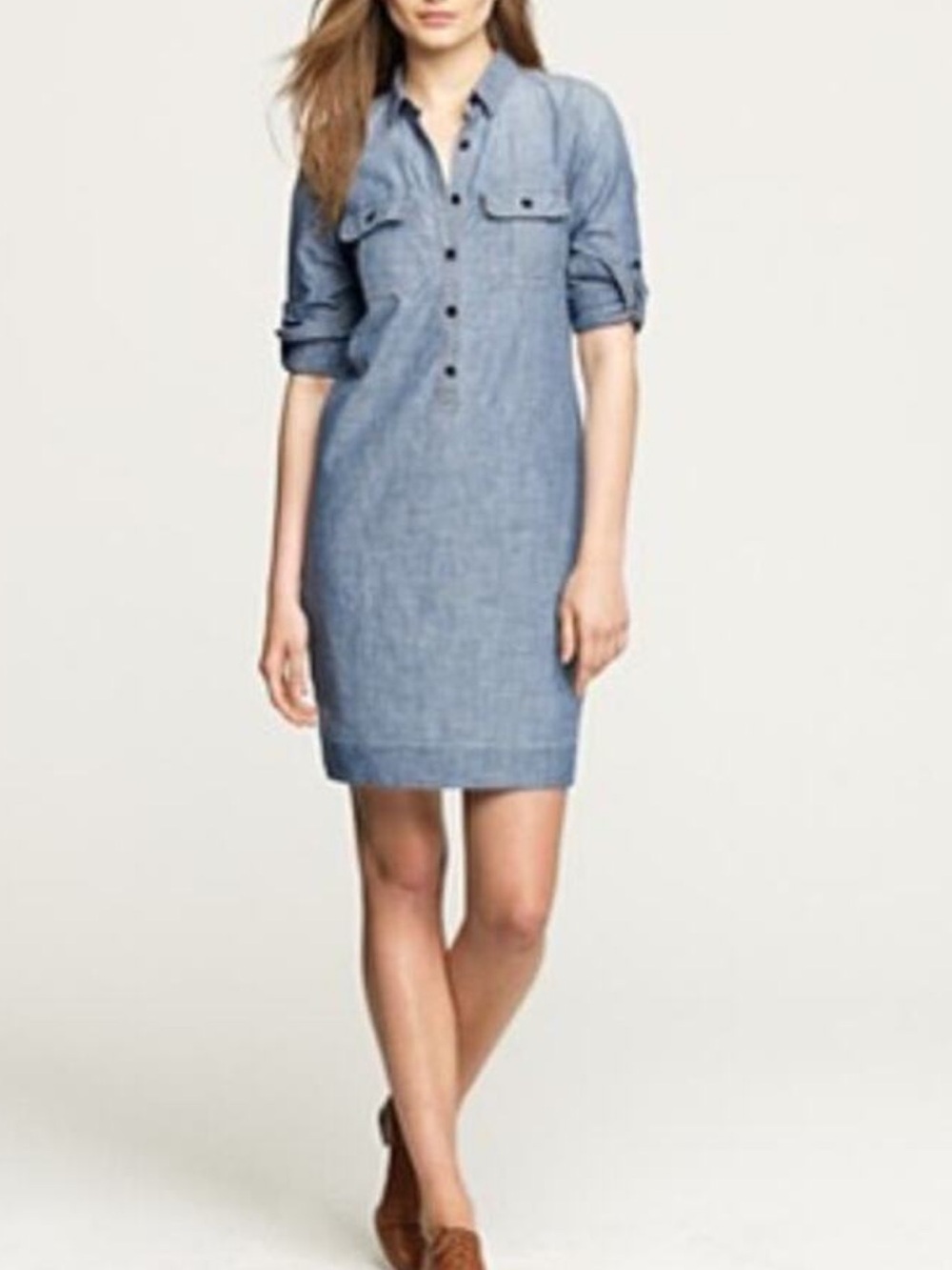 J. Crew Blue Chambray Mini Shirt Dress. EUC. Size 0